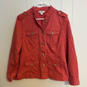 L.L. Bean utility safari style barn flex button up fall spring jacket size S‎